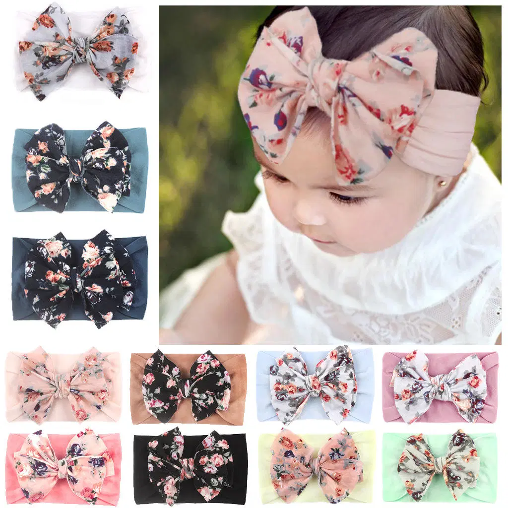 Wholesale Custom Toddler Baby Boutique Ribbon Hair Bows Big Bowknot Cheap Hair Accessories Bow Headband with Dots