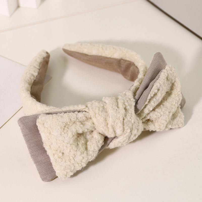 New Style of The Hundred and One Double Tweed Fabric Hair Accessories Wholesale Autumn and Winter Simple Bow Hair Band