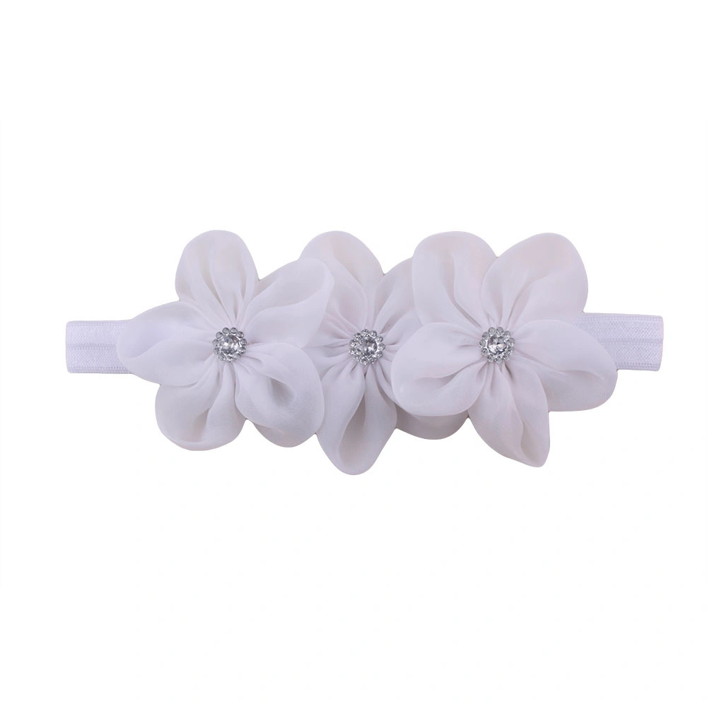 Wholesale Korean Fashion Kids Hot Selling Handmade Hair Accessories Baby Princess Chiffon Bow Headband Lace Flower Cute Elastic