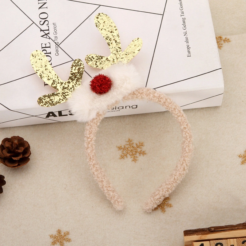 Christmas Deer Festival Children Cute Colorful Antlers Plush Holiday Photo Hair Accessories Headband