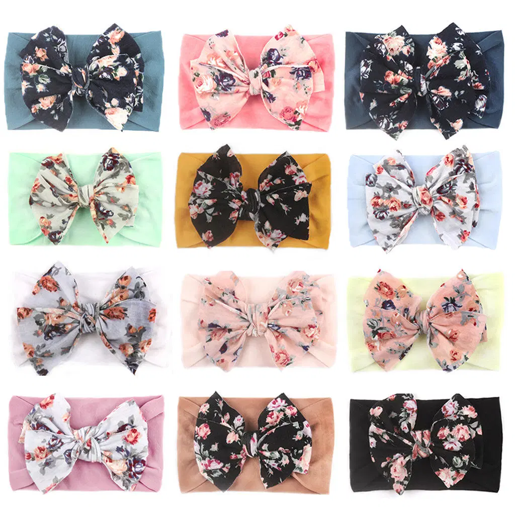 Wholesale Custom Toddler Baby Boutique Ribbon Hair Bows Big Bowknot Cheap Hair Accessories Bow Headband with Dots