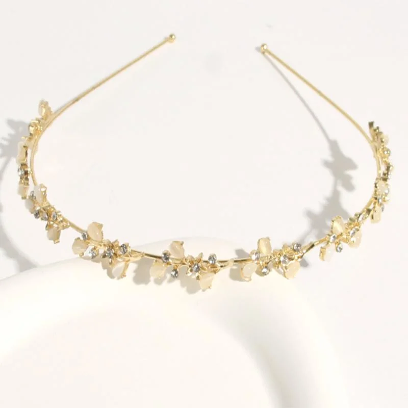 Temperament Branch Bow Straw Crystal Headband