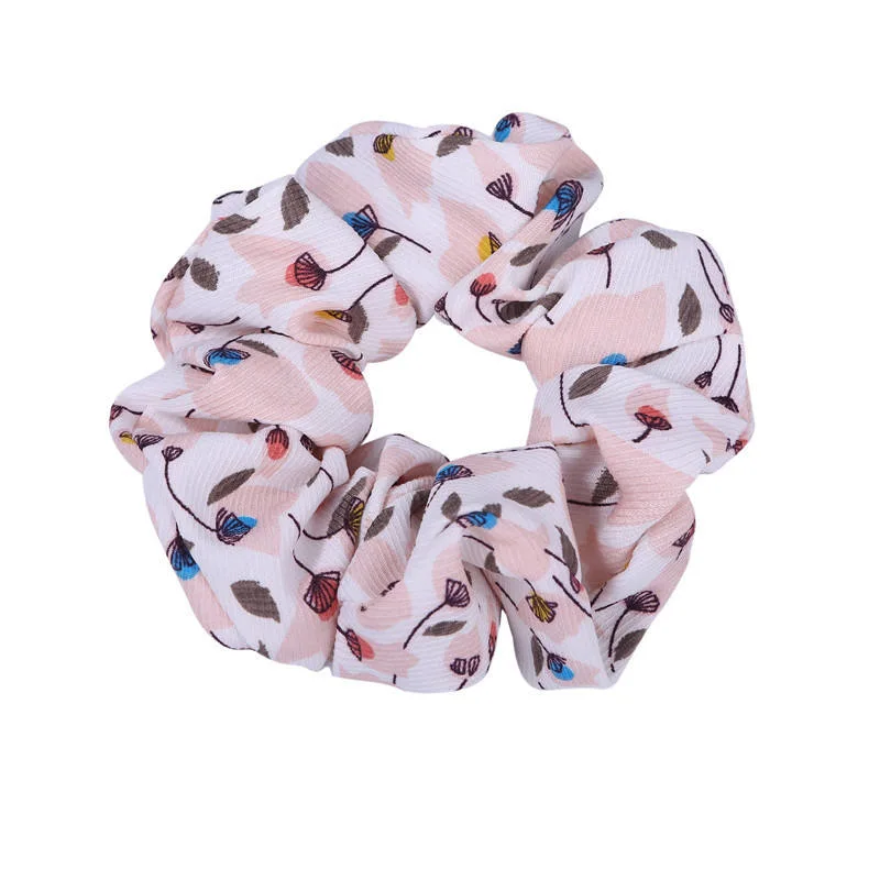 Korea French Rainbow Checkerboard Waves Graffiti Hair Scrunchies Satin Temperament Hair Scrunchies