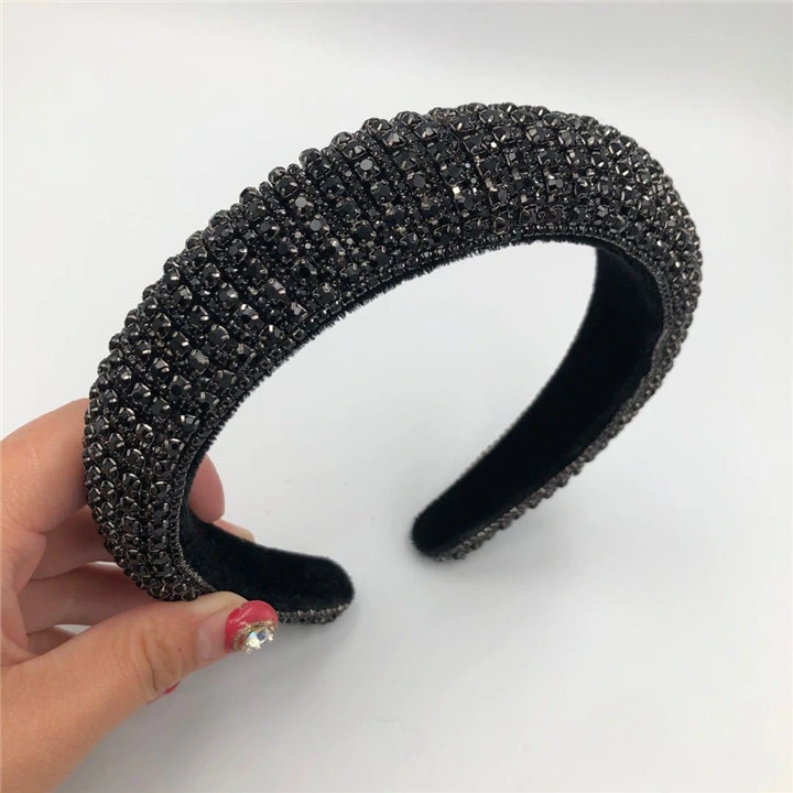 Ea033 2020 Luxury Sponge Padded Women Bling Rhinestone Headbands Girls Fashion Headpiece Full Bead Crystal Diamond Headband