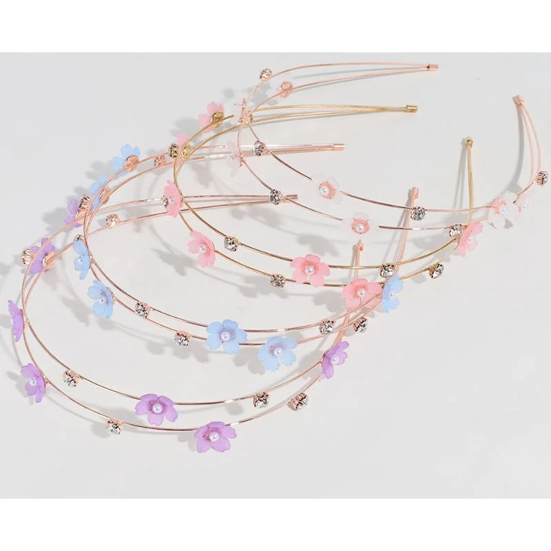 Simple Pearl Rhinestones Very Fine Super Fairy Double Flower Headband