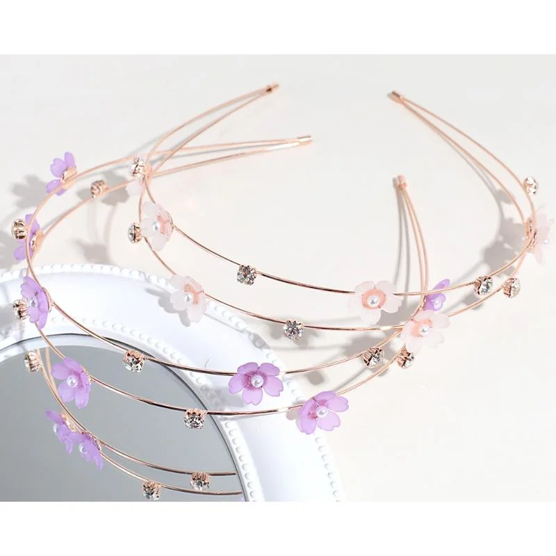 Simple Pearl Rhinestones Very Fine Super Fairy Double Flower Headband