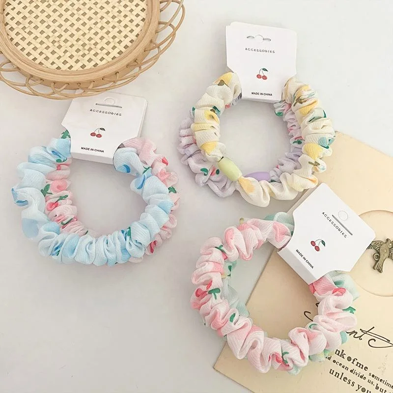 Custom Logo New Hair Tie Set Pure Color Cloth Head Rope Scrunchies Hairband Scrunchy Silk Elastic Hair Band for Women