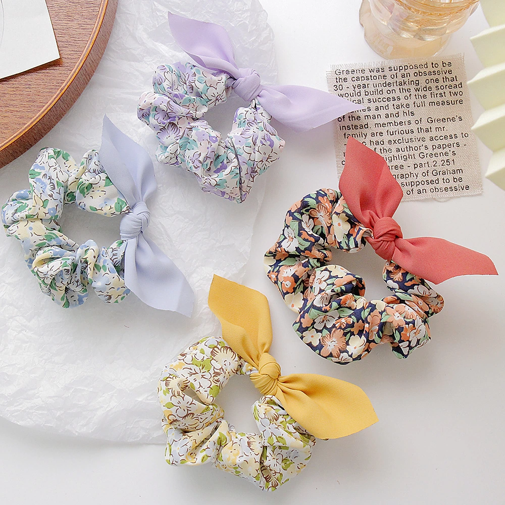 Fashion Colorful Bowknot Hair Tie Fabric Girls Elastic Hair Band