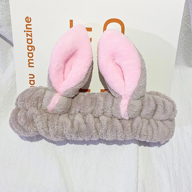 Bunny Ear Cosmetic Headband Fashion Cute Fluffy Elastic Makeup Headband Hairband for Shower, Face Washing, Facial Mask, SPA, Cosplay, Party