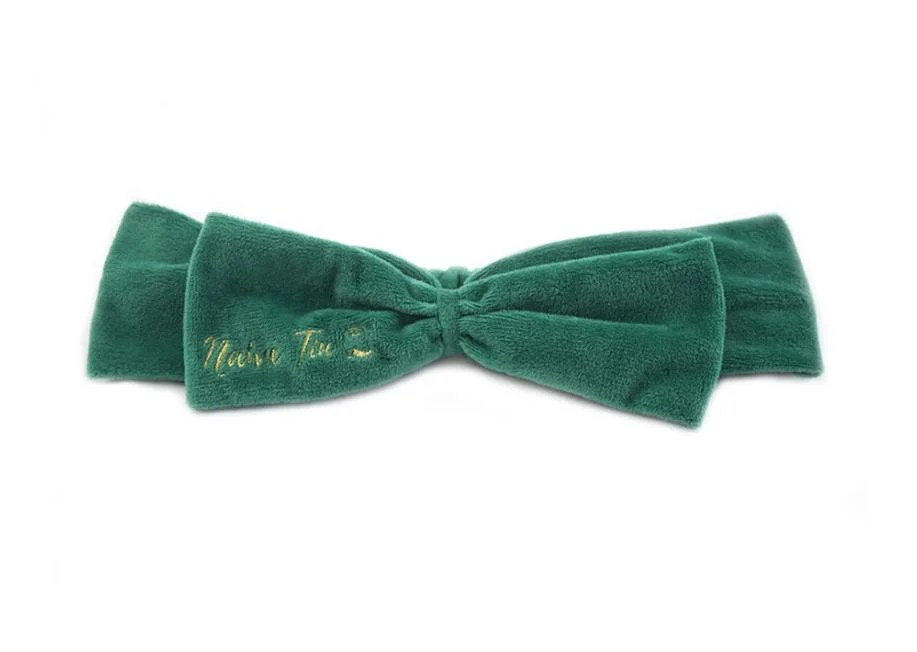 Promotional Fashion High Quality Embroidery Bowknot Soft Velvet Green Headband