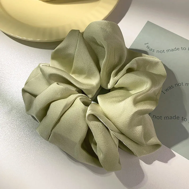 High Quality Solid Color Big Size Elastic Hair Ties Ponytail Holder Silk Satin Scrunchies Hair Band