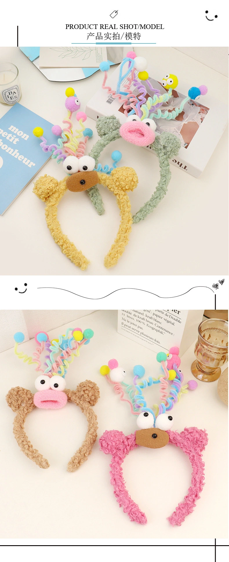 Ins New DIY Material Package Head Hoop Funny Makeup Cartoon Headband Cute Cartoon Headband for Birthday Gift