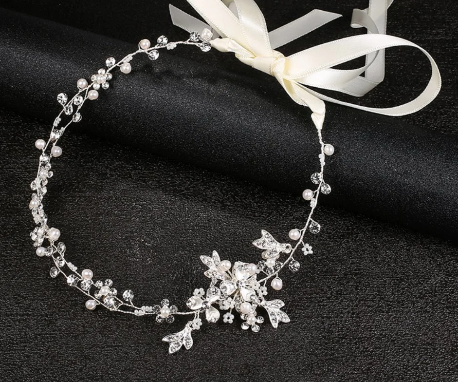 Wedding Crystal Silver Hair Vines Headband Headpiece. Bridal Crystal Hair Comb Hair Vines Headband for Wemen