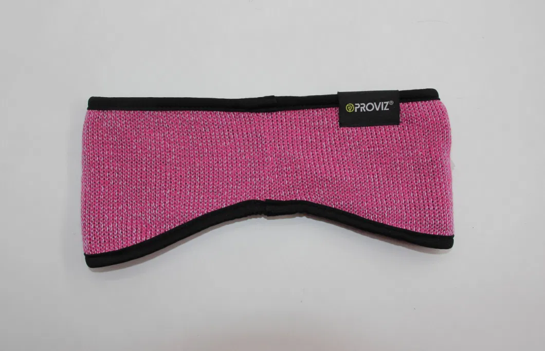 Knitted Headband with Acrylic and Reflective Yarn, Piping on The Edge Double Layer