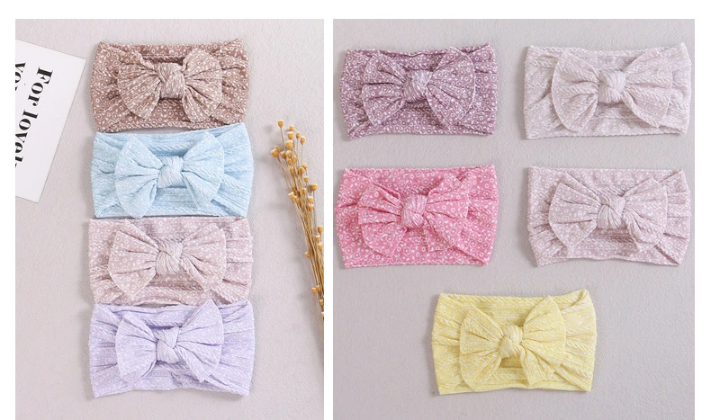 Baby Digital Printing Bowl Bows Infant Hair Band Wholesale Bandana Hair Decoration Children&prime;s Cute Knitted Headband