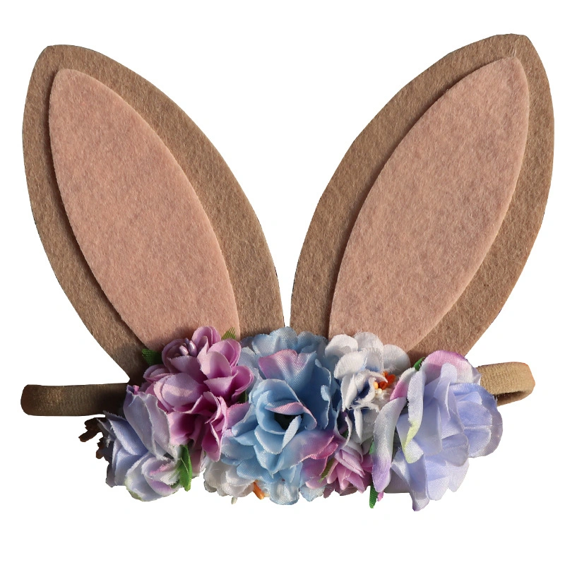 Large Rabbit Ears Headband Children Hair Band Easter Imitation Flower Head Band