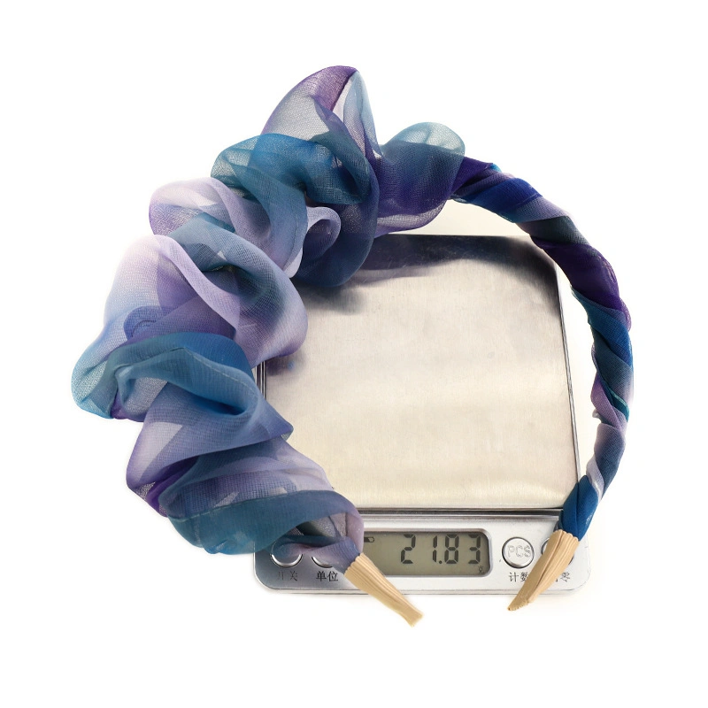 Wholesale New Simple Girl Hair Accessories Women Big Tie Dye Hair Band Organza Scrunchies Plated Headband