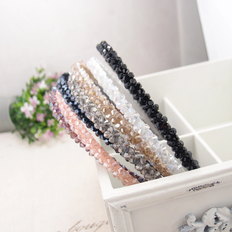 New Double Row Crystal Headband Korea Clip Wide Edge Drill Head Headband