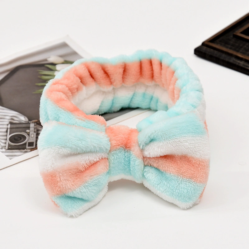 Lovely Soft Carol Fleece Bowknot Bow Makeup Cosmetic Shower Elastic Headband