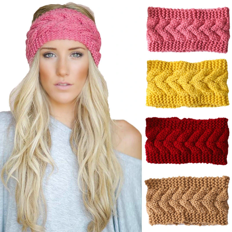 Cross Knit Wool Hair Band Ear Protector Headband Elastic Handmade Warm Head Band