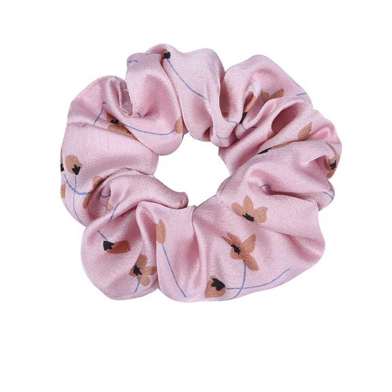 Korea French Rainbow Checkerboard Waves Graffiti Hair Scrunchies Satin Temperament Hair Scrunchies