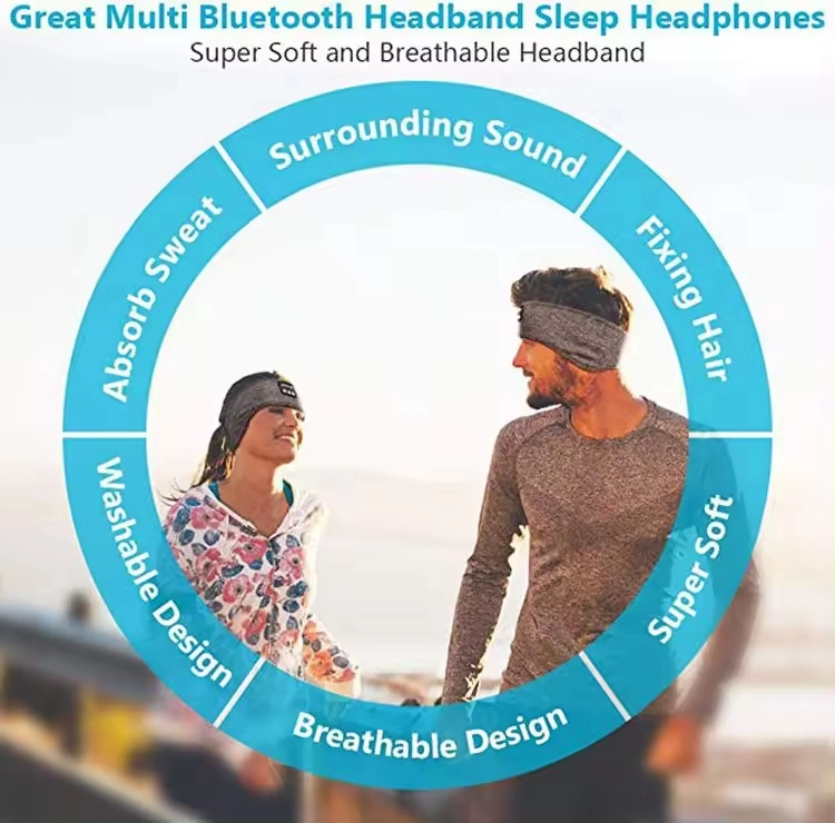 Workout Running Yoga Sleep Headphones Wireless Headband Soft Music Sports Headband for Long Plays Built-in Speakers