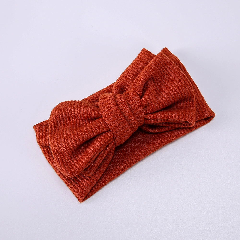 Wholesale Oversized Bow Headbands for Kids Waffle Knitted Knotted Headbands for Baby