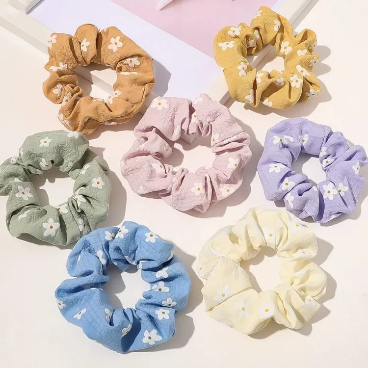 Korean Style Preppy Fabric Puff Small Flower Large Intestine Hair Ring Simple Elastic Headband