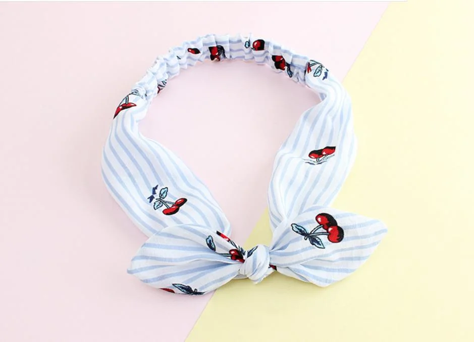 Promotional Fashion Cute Girls Printed Stretch Sport Bowknot Headband