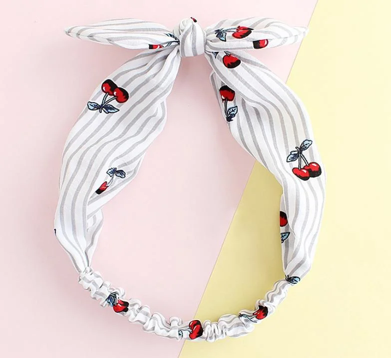 Promotional Fashion Cute Girls Printed Stretch Sport Bowknot Headband