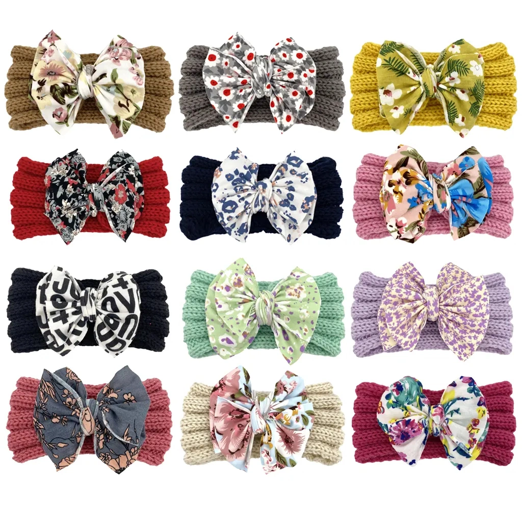 Customized Headbands for Women Warm Girl Fashion Bowknot Baby Headbands Kids Newborn Baby Hair Accessories Handmade Bow Headband