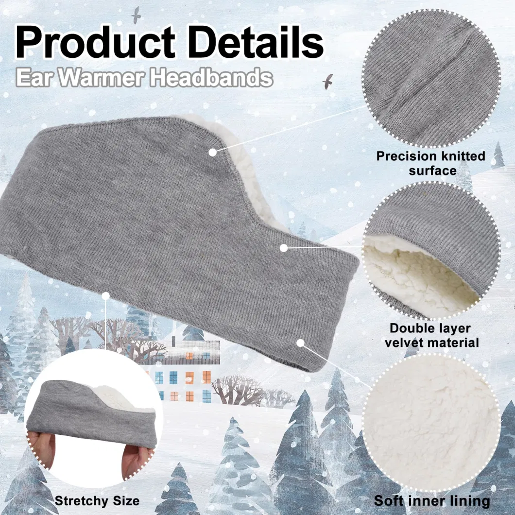 Unisex Winter Ear Warmer Cover Headband Faux Fleece Lined Cold Weather Earmuffs Hairband Cycling Sports