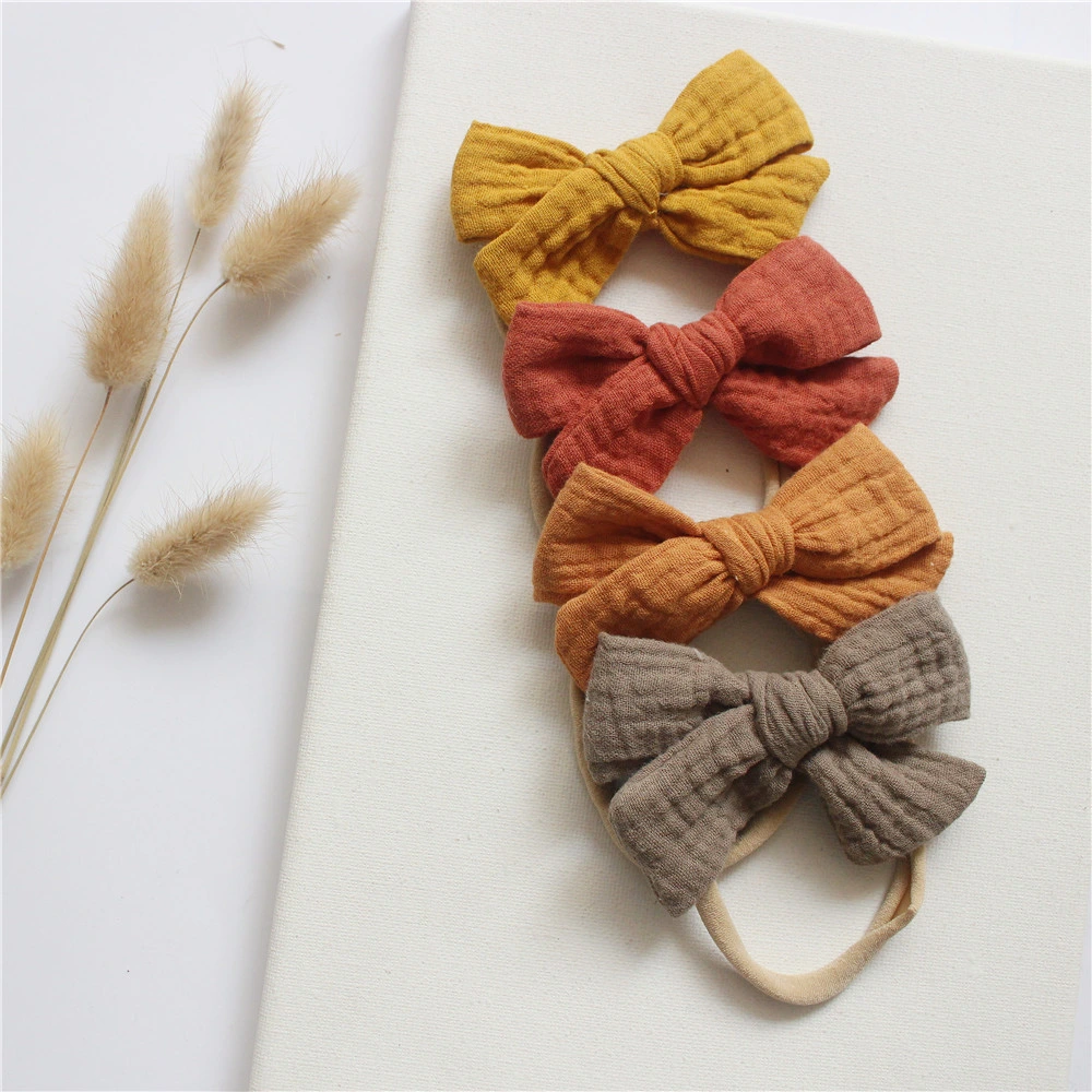 4 Baby Cotton Bow Headband Cute Set Headbands for Baby