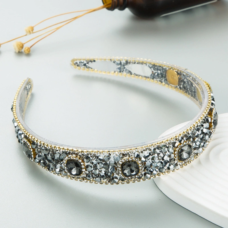 Shiny Glass Drill Clear Thin Sidebar Toothed Trendline Headband