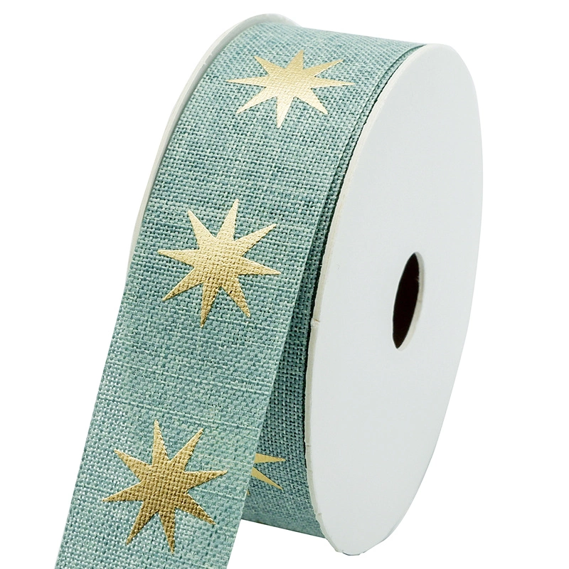 Star Pattern Hot Stamping Printing Fabric Ribbon for DIY Hair Accessories Gifts