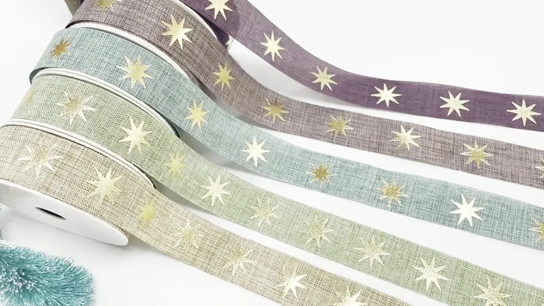 Star Pattern Hot Stamping Printing Fabric Ribbon for DIY Hair Accessories Gifts