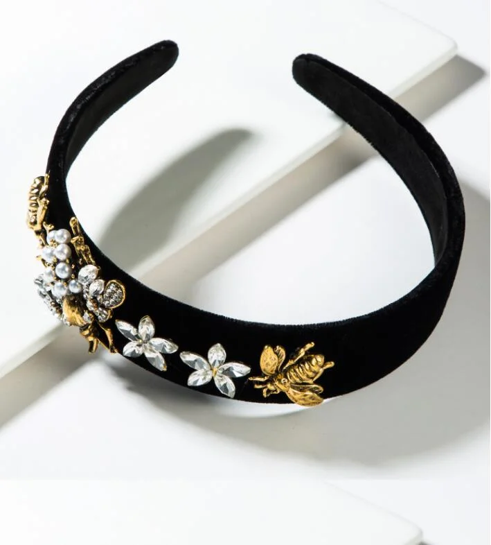 Court Retro Hair Accessories Baroque Rhinestone Pearl Headband