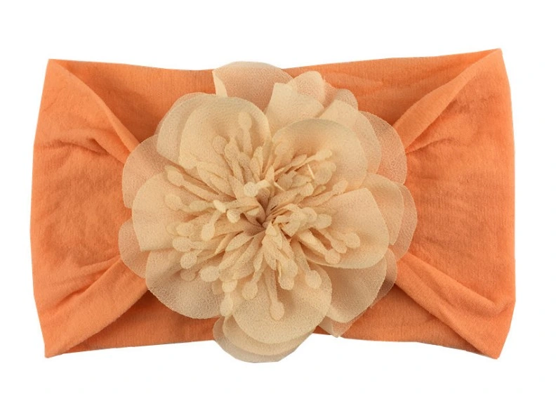 Children&prime;s Nylon Headband Baby Soft Fabric Flower Wide Headband