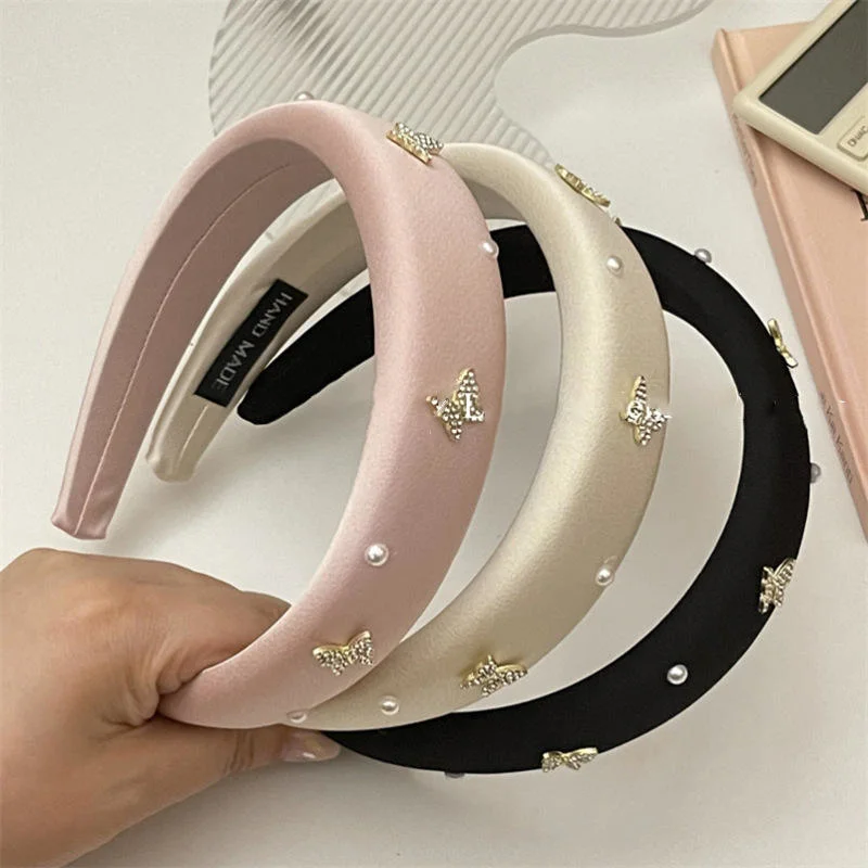 Pearl Butterfly Hair Hoop Fancy Headbands for Women Girls