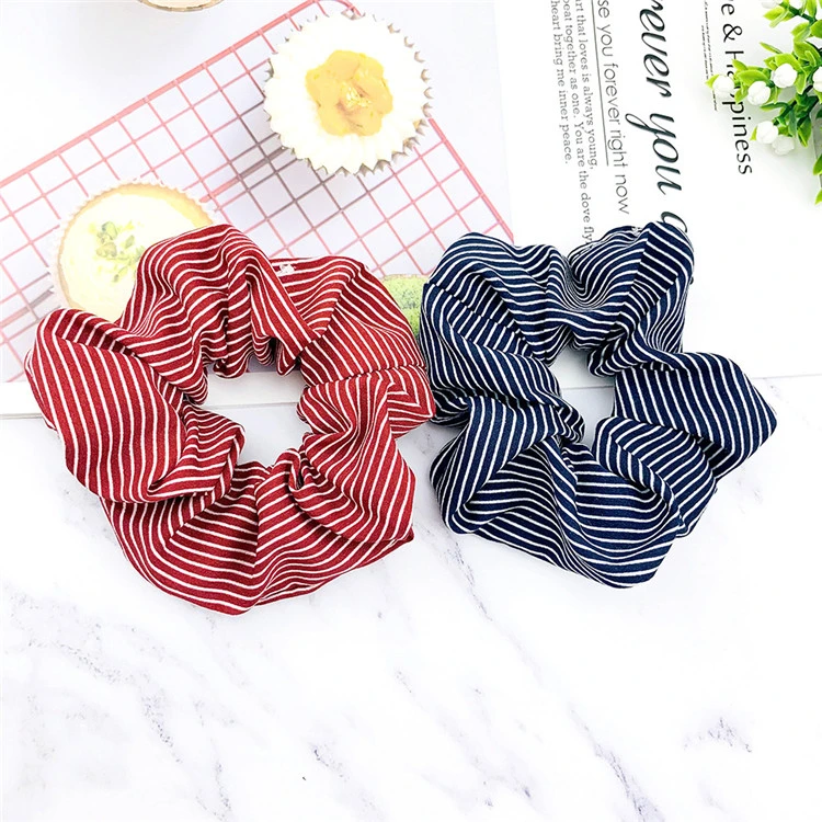 Factory Main Product Fashion Accessories Hair Band Stripe Printed Women Hair Scrunch