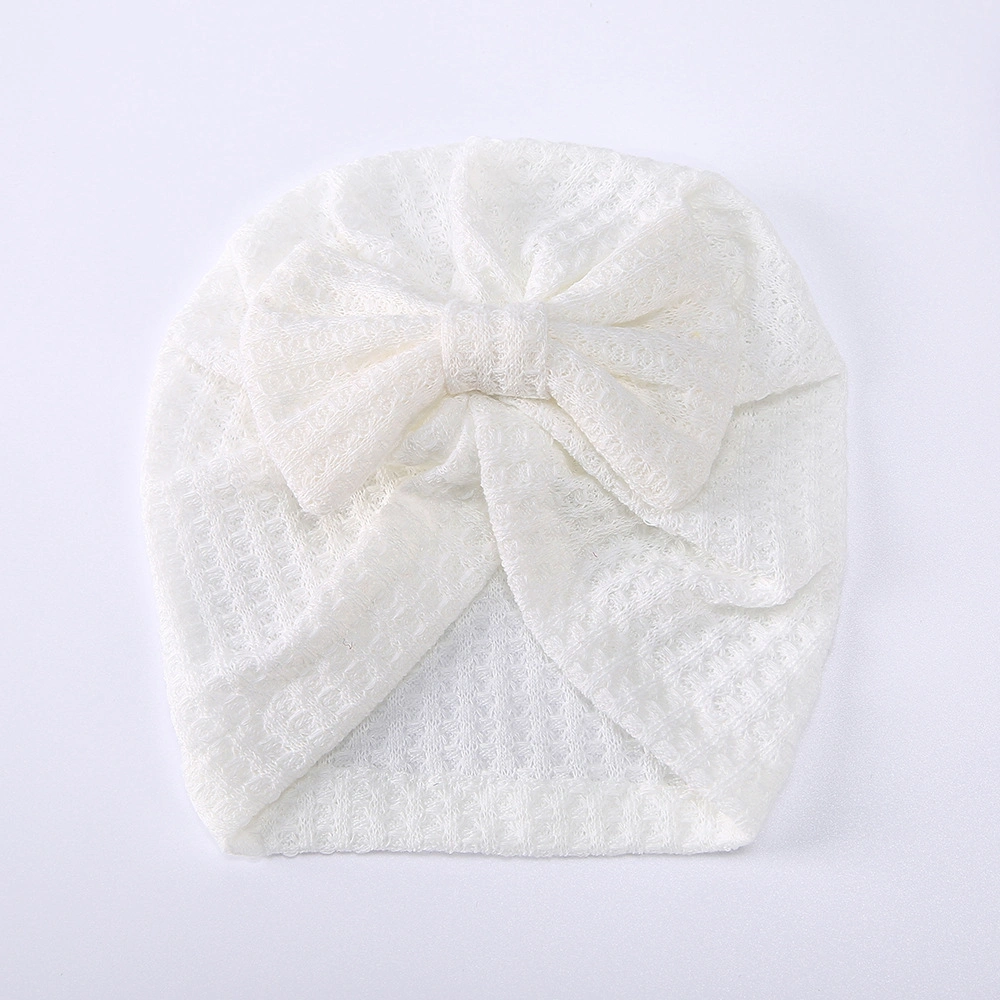 New Children&prime;s Waffle Wool Hat Bow Indian Pullover Hat Headband for Baby