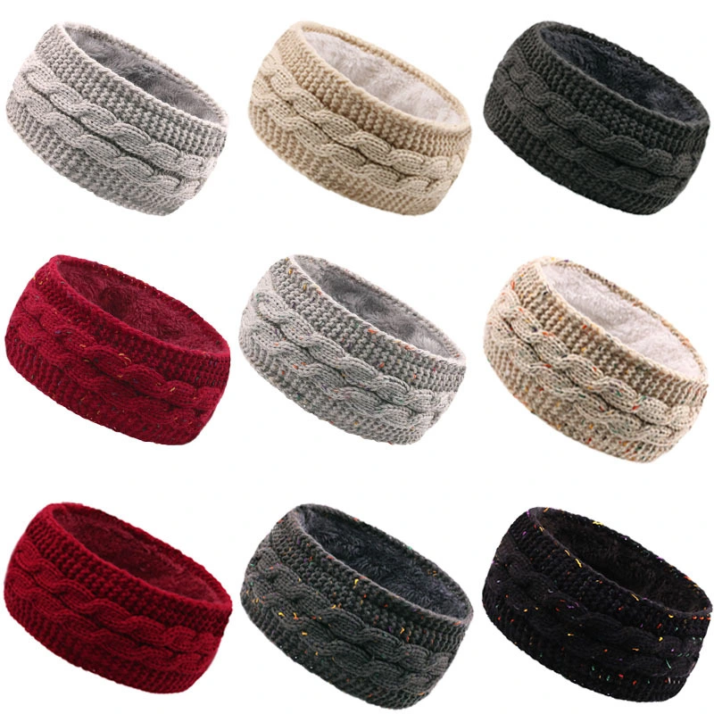 New Winter Plus Velvet Hair Accessories Woolen Knitted Hairbands Warm Sports Headbands