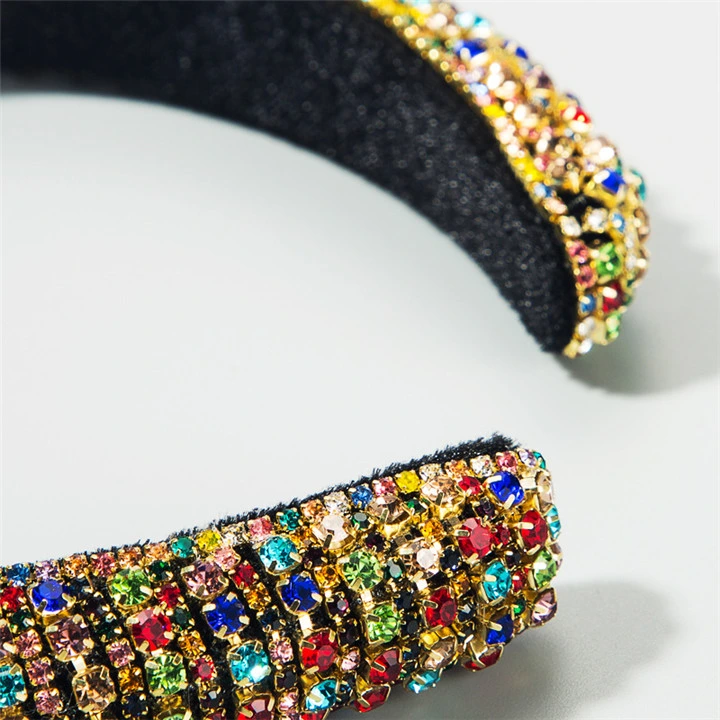 Ea033 2020 Luxury Sponge Padded Women Bling Rhinestone Headbands Girls Fashion Headpiece Full Bead Crystal Diamond Headband