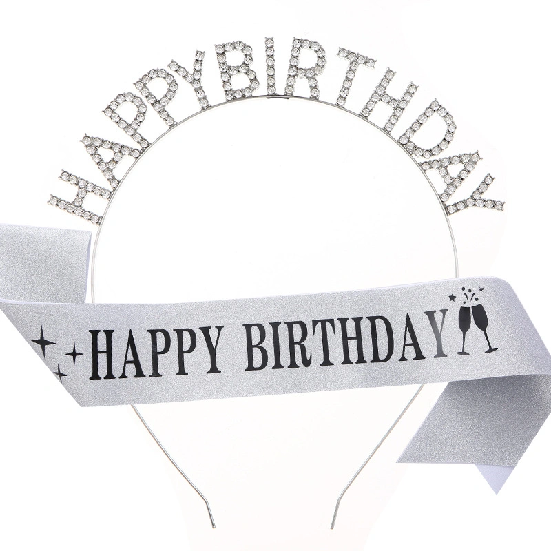 New Happy Birthday Headband with Glitter Cloth Happy Birthday Strap Etiquette Belt