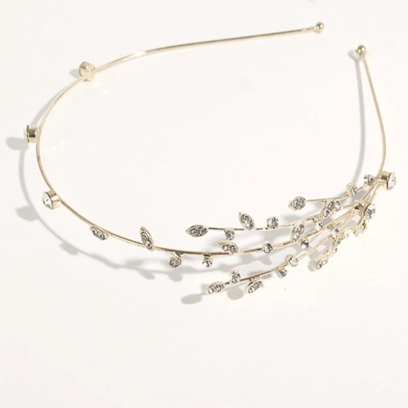 Temperament Branch Bow Straw Crystal Headband