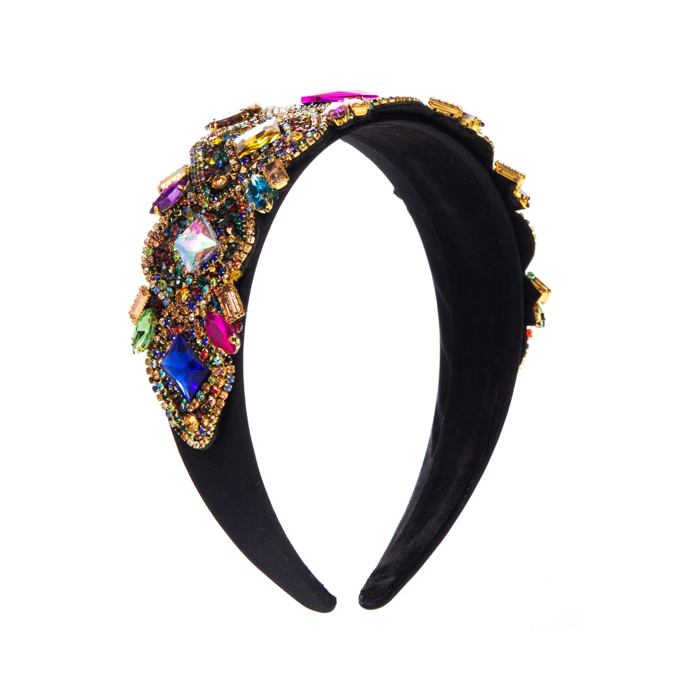 Custom Full Multi Color Crystal Thick Sponge Headband for Woman Luxury Hairband