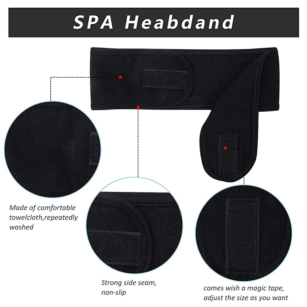 SPA Facial Supplies Microfiber Yoga Makeup Hair Band Washable Cosmetic Bath Shower Soft Fabric Headband with Embroidery Custom Logo