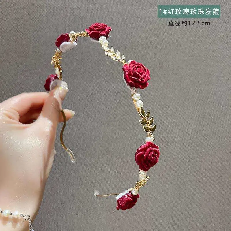 French Retro High-End Headband Headwear New Fashionable Design Flower Pearl Thin Head