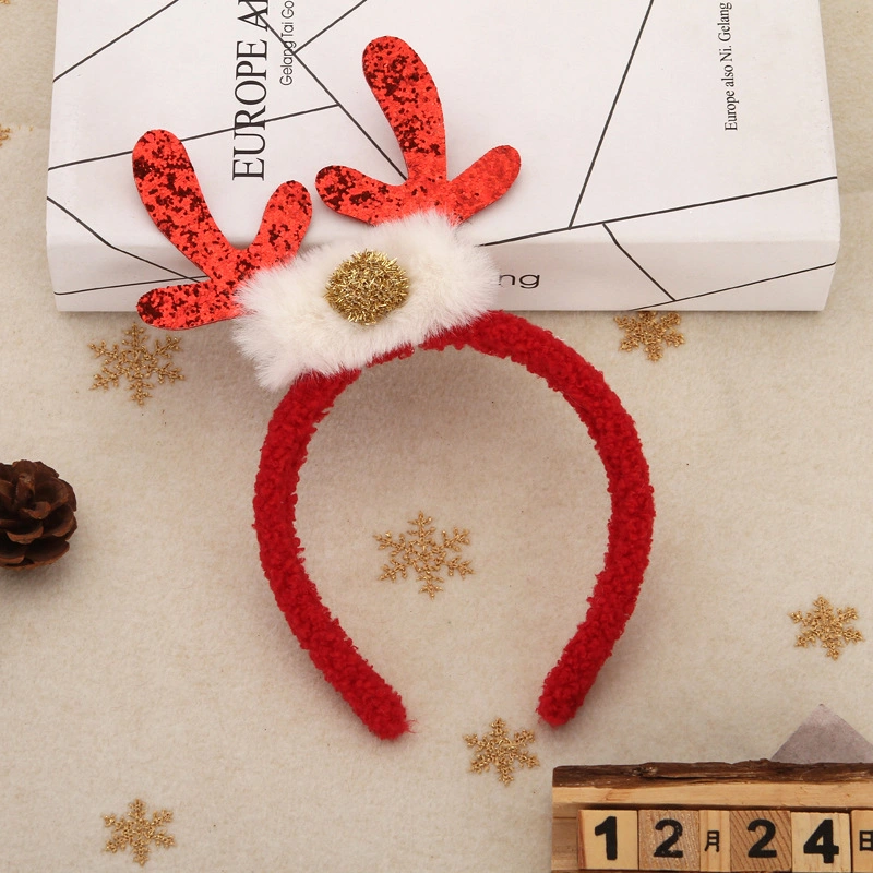 Christmas Deer Festival Children Cute Colorful Antlers Plush Holiday Photo Hair Accessories Headband