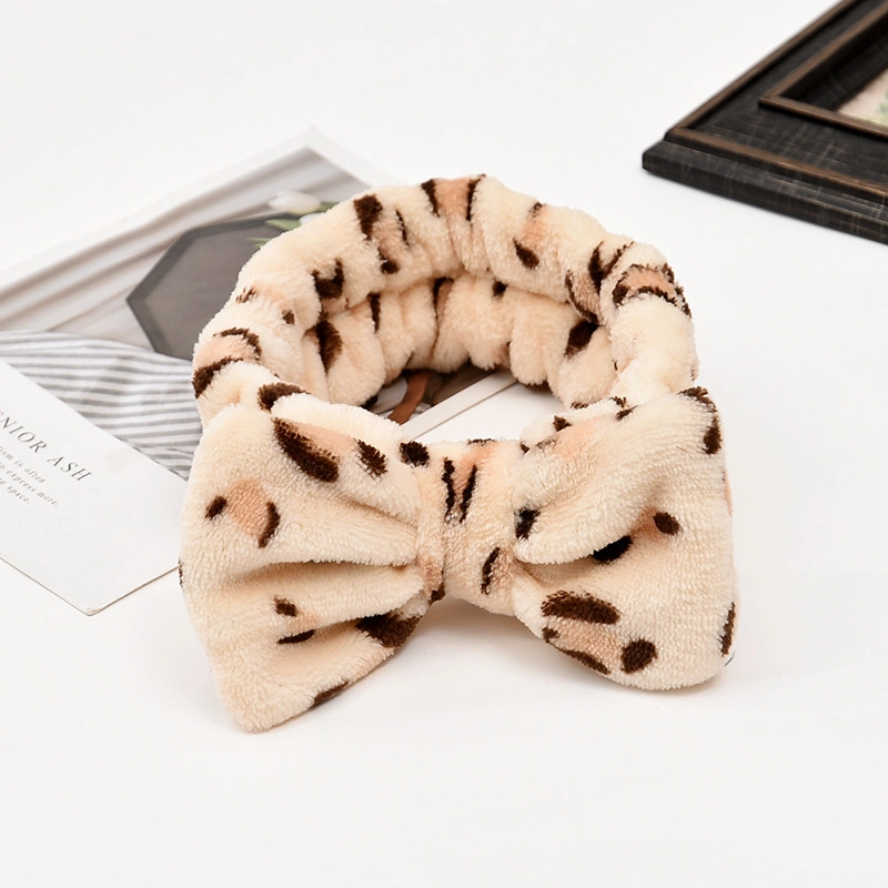 Lovely Soft Carol Fleece Bowknot Bow Makeup Cosmetic Shower Elastic Headband